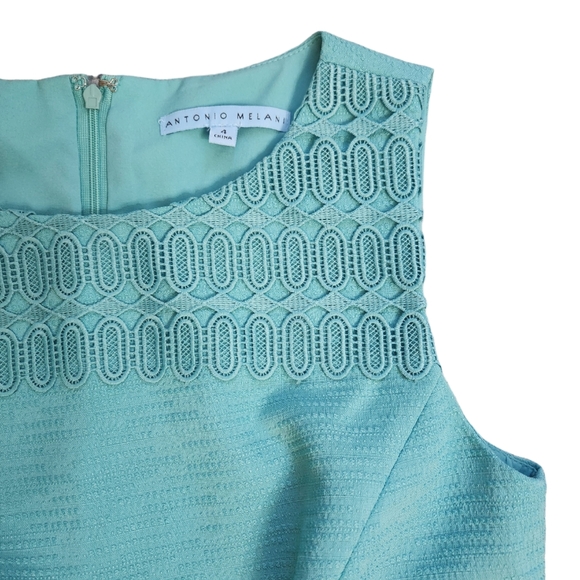 Antonio Melani Beatrice Sheath Dress Knee Length Sleeveless Cocktail Teal Size 4 - Picture 4 of 8